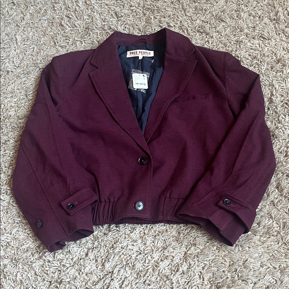 NWT Free People Agnes Deep Burgundy Blazer - Size M - Picture 4 of 13